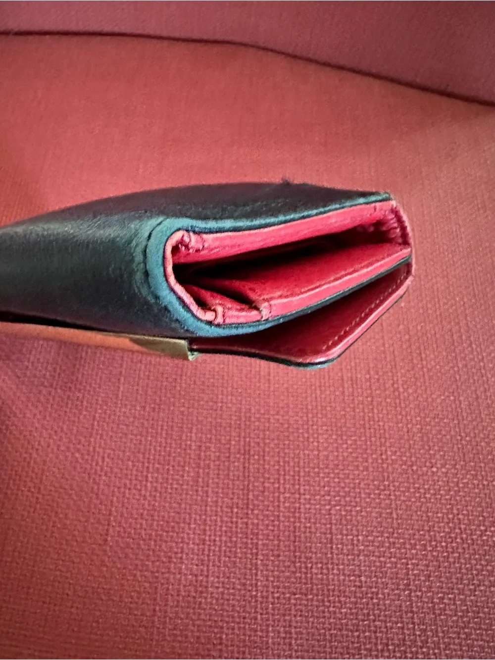 Banana Republic Black Leather Wallet with Gold Bar